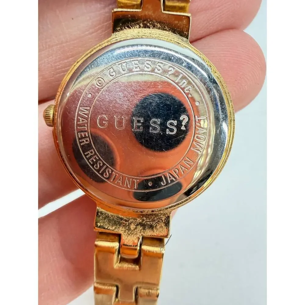 Guess G70367 Women's Gold Tone Bracelet Watch Box Papers Needs Battery
